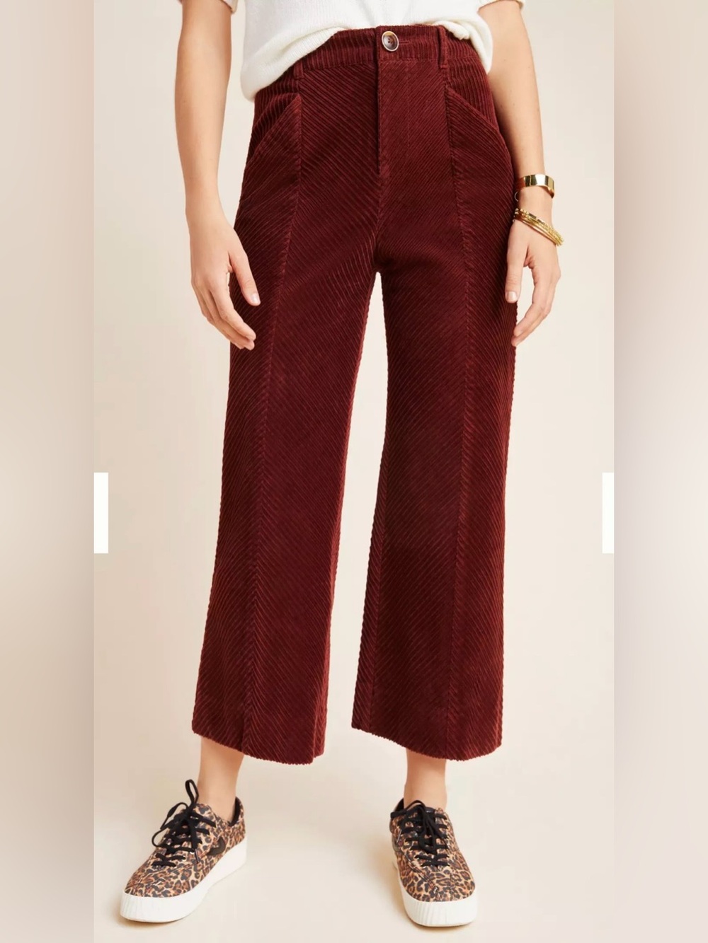 Pilcro Letterpress Anthropologie High-Rise Wide-Leg Corduroy Pants Size 28 Fall